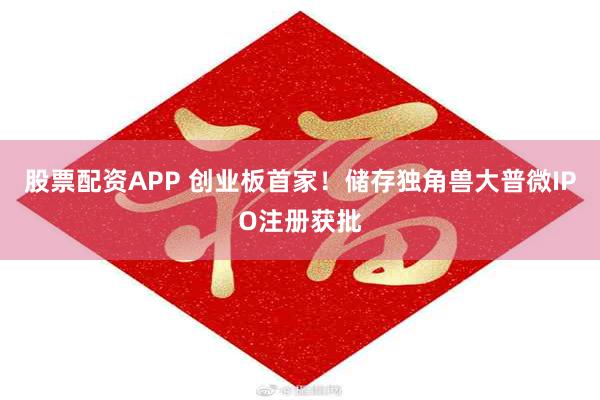 股票配资APP 创业板首家！储存独角兽大普微IPO注册获批