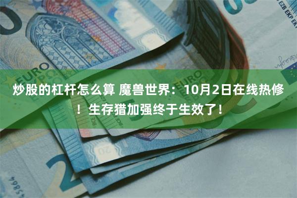 炒股的杠杆怎么算 魔兽世界：10月2日在线热修！生存猎加强终于生效了！